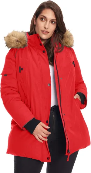 ALPINE NORTH Glacier Women’s Vegan Down Winter Coat with Faux Fur Hood - Parka Jacket for Women