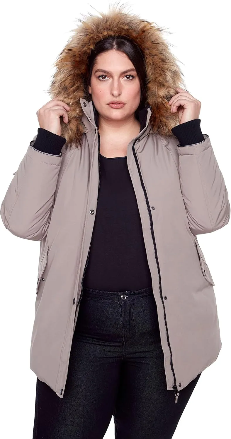 ALPINE NORTH Glacier Women’s Vegan Down Winter Coat with Faux Fur Hood - Parka Jacket for Women