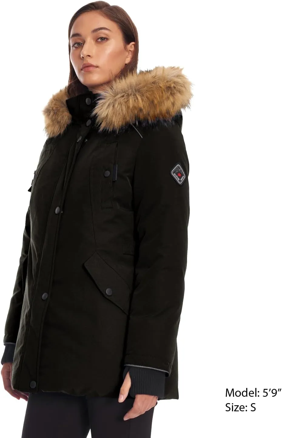 ALPINE NORTH Glacier Women’s Vegan Down Winter Coat with Faux Fur Hood - Parka Jacket for Women