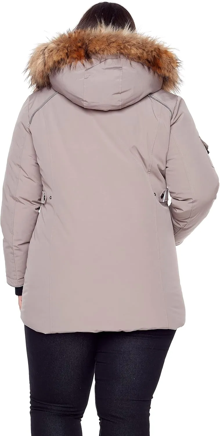 ALPINE NORTH Glacier Women’s Vegan Down Winter Coat with Faux Fur Hood - Parka Jacket for Women