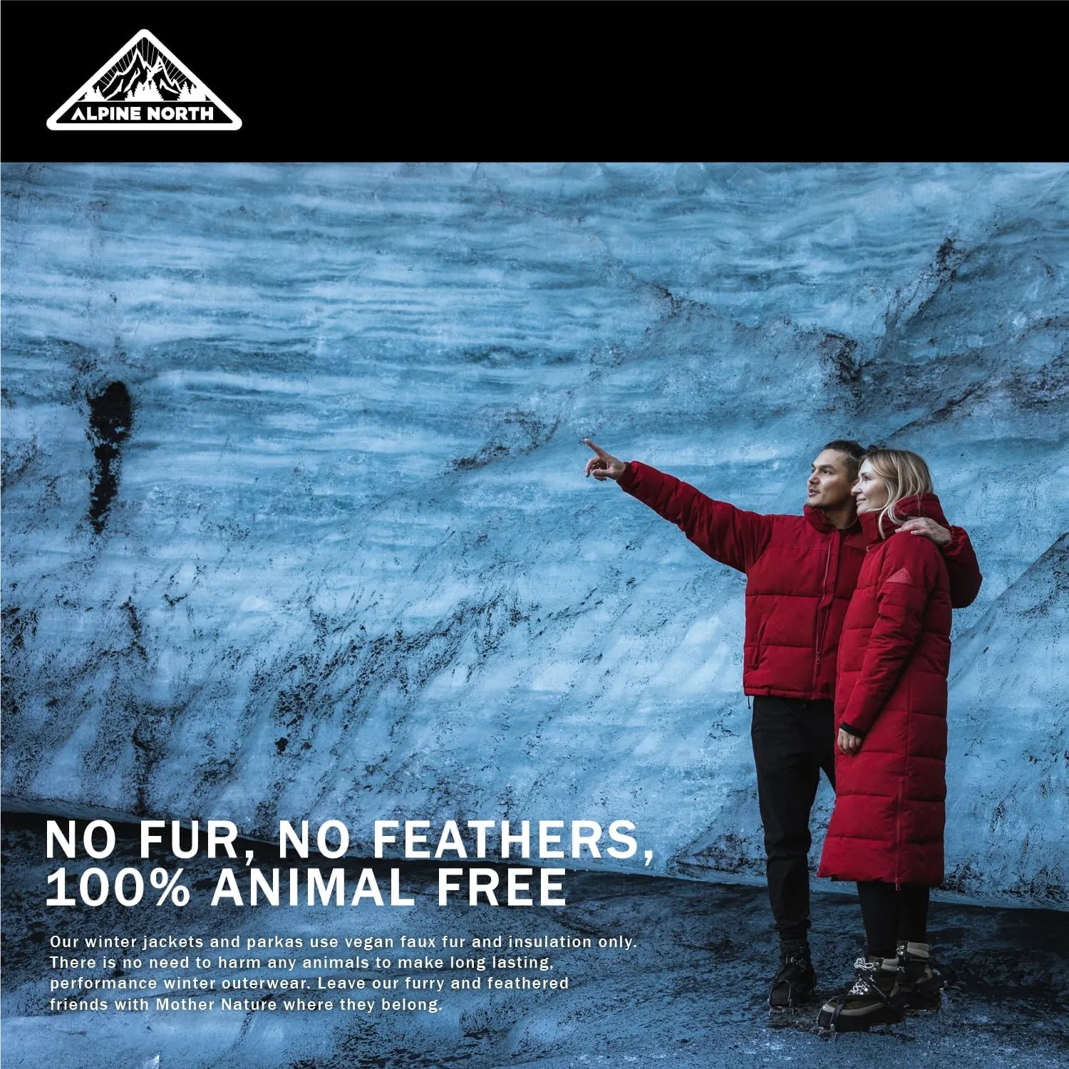 ALPINE NORTH Glacier Women’s Vegan Down Winter Coat with Faux Fur Hood - Parka Jacket for Women