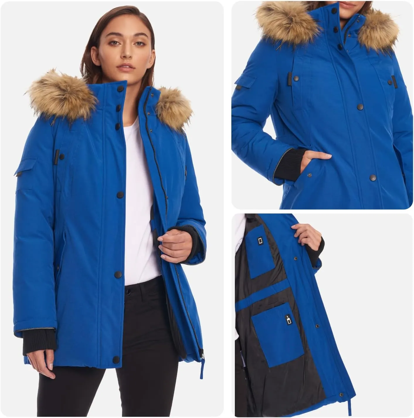 ALPINE NORTH Glacier Women’s Vegan Down Winter Coat with Faux Fur Hood - Parka Jacket for Women