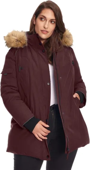 ALPINE NORTH Glacier Women’s Vegan Down Winter Coat with Faux Fur Hood - Parka Jacket for Women