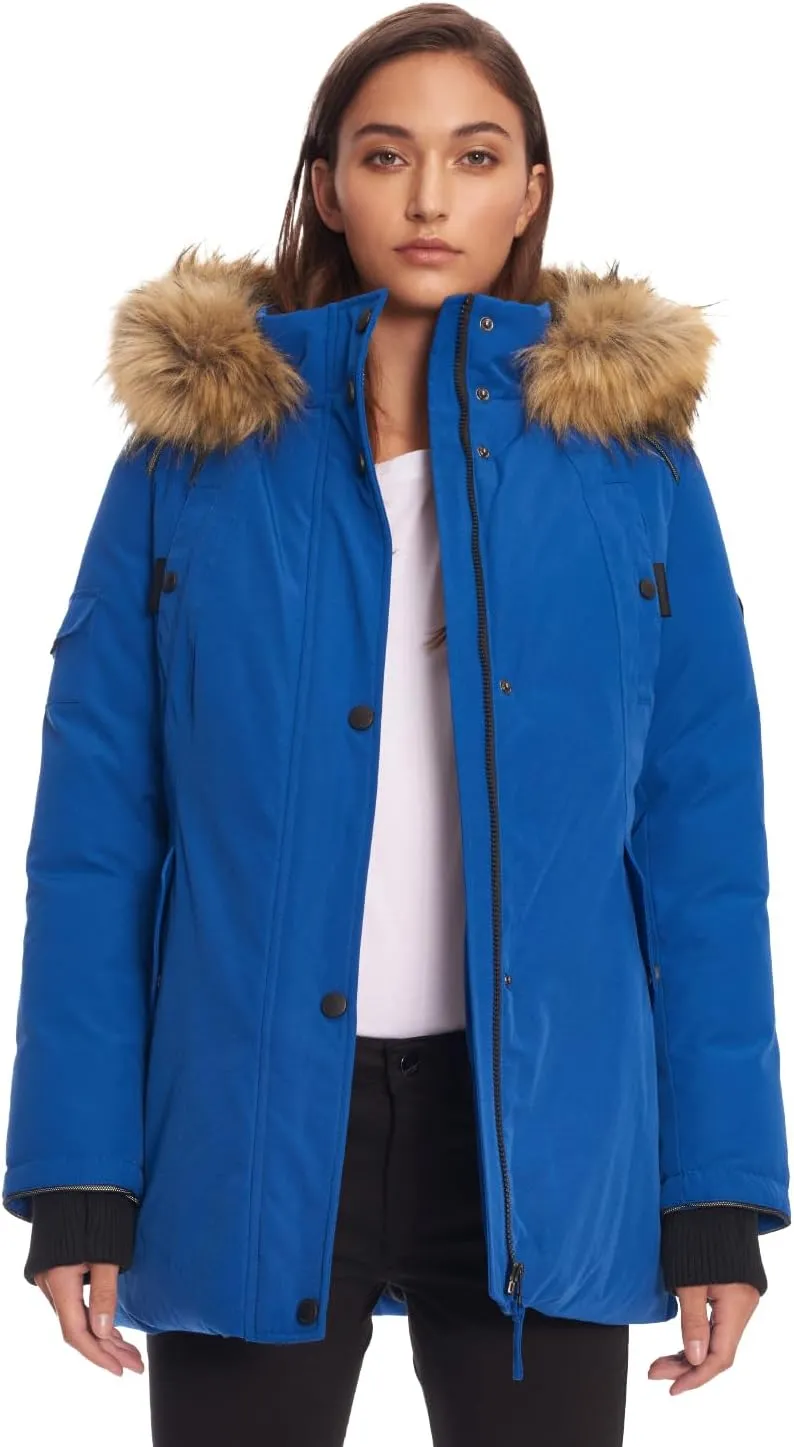 ALPINE NORTH Glacier Women’s Vegan Down Winter Coat with Faux Fur Hood - Parka Jacket for Women