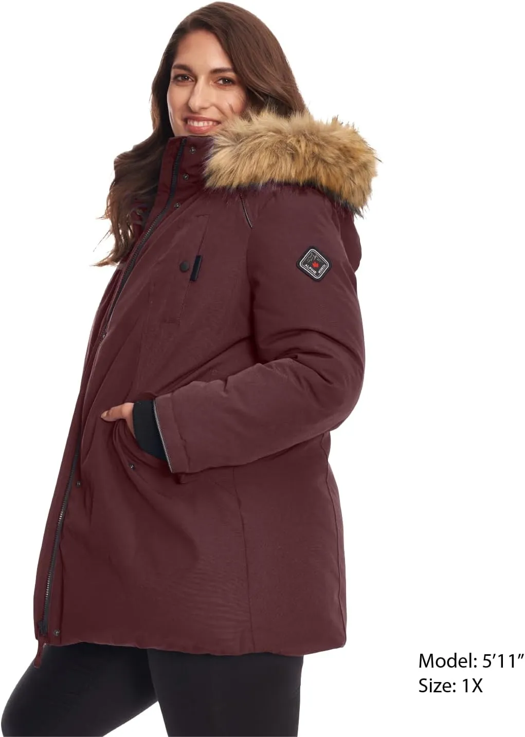 ALPINE NORTH Glacier Women’s Vegan Down Winter Coat with Faux Fur Hood - Parka Jacket for Women