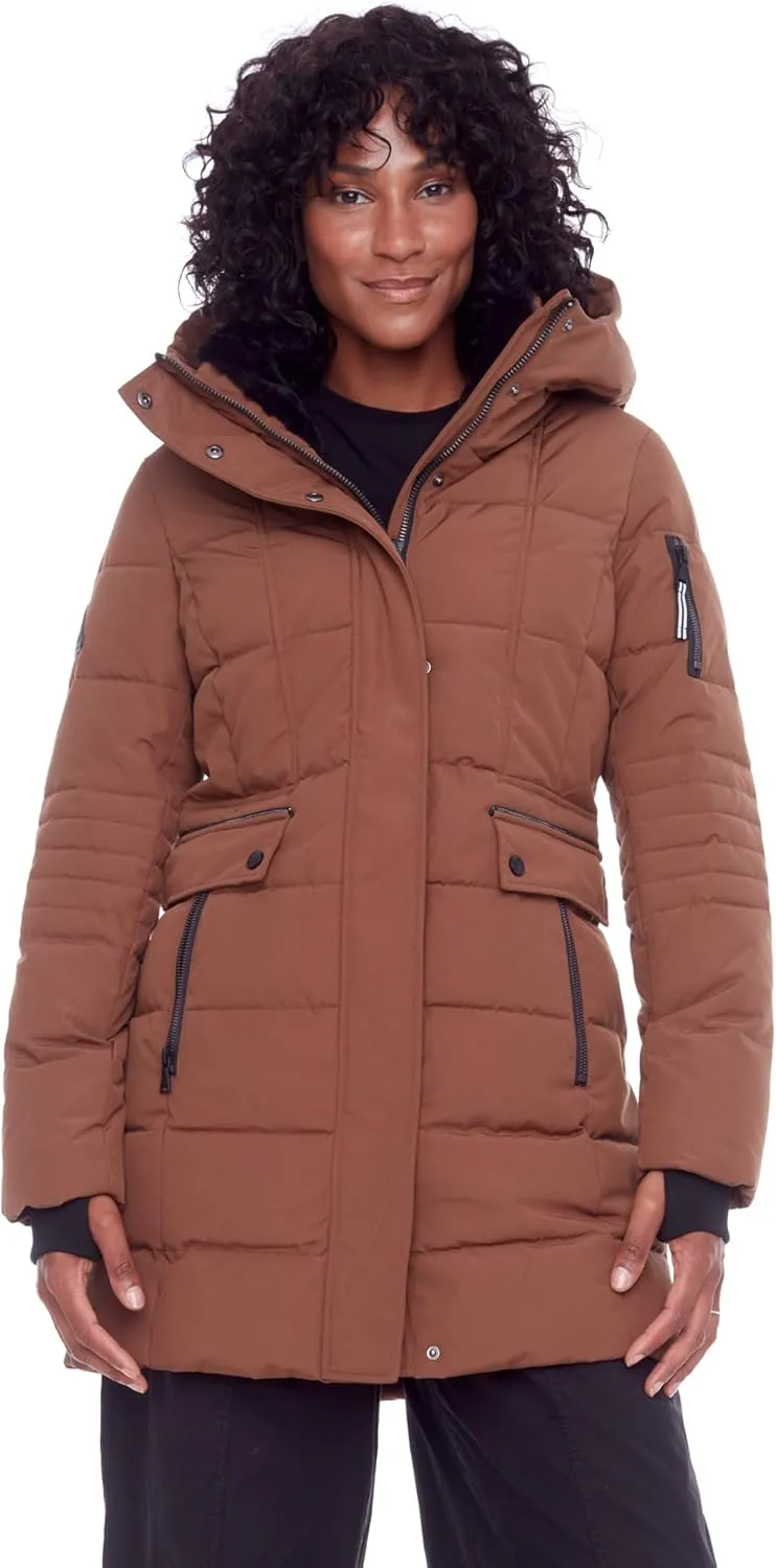 ALPINE NORTH Kootney Women’s Vegan Down Mid-Length Parka – Insulated, Water-Repellent Winter Coat with Hood