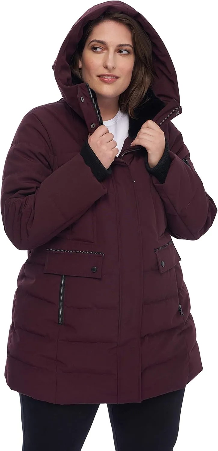 ALPINE NORTH Kootney Women’s Vegan Down Mid-Length Parka – Insulated, Water-Repellent Winter Coat with Hood