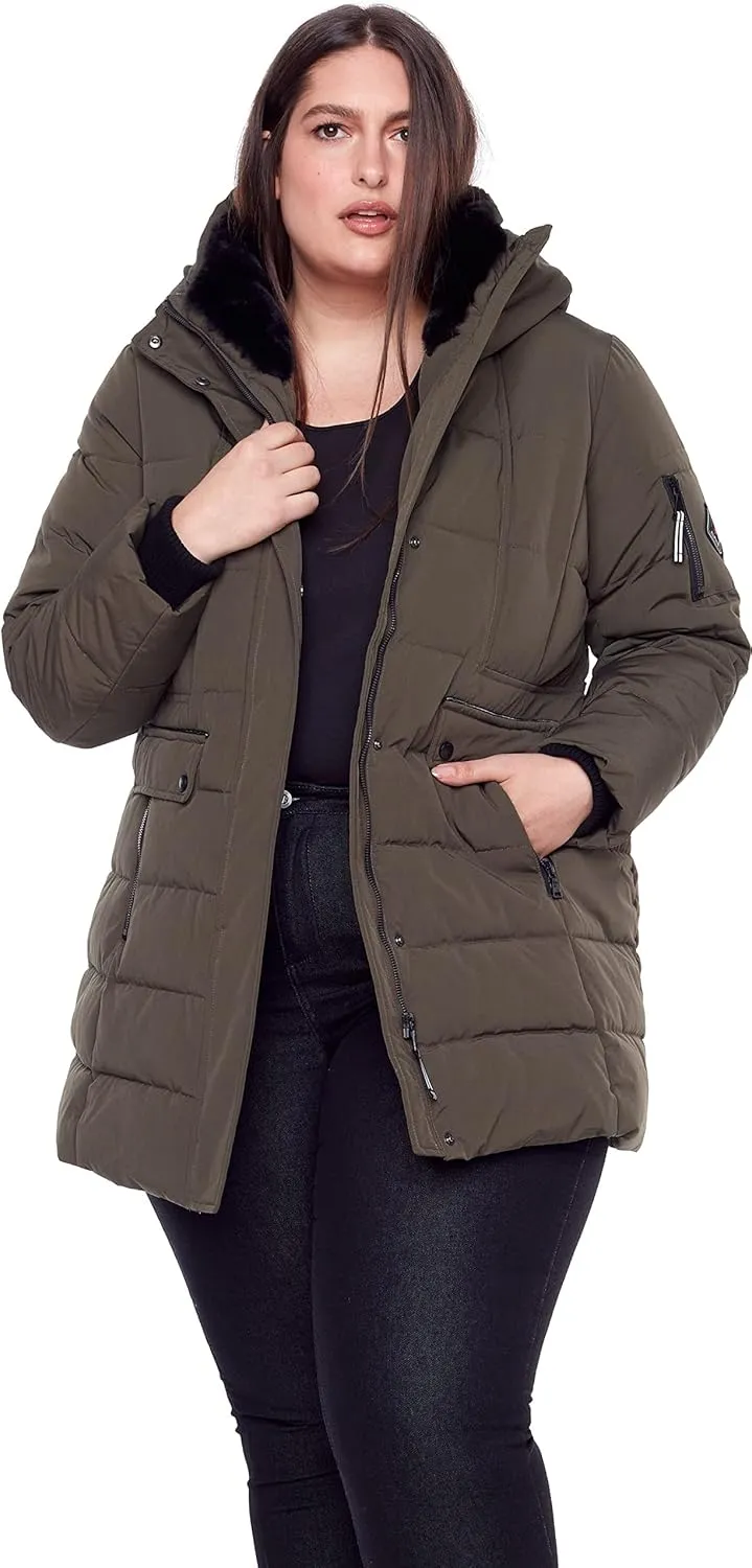 ALPINE NORTH Kootney Women’s Vegan Down Mid-Length Parka – Insulated, Water-Repellent Winter Coat with Hood
