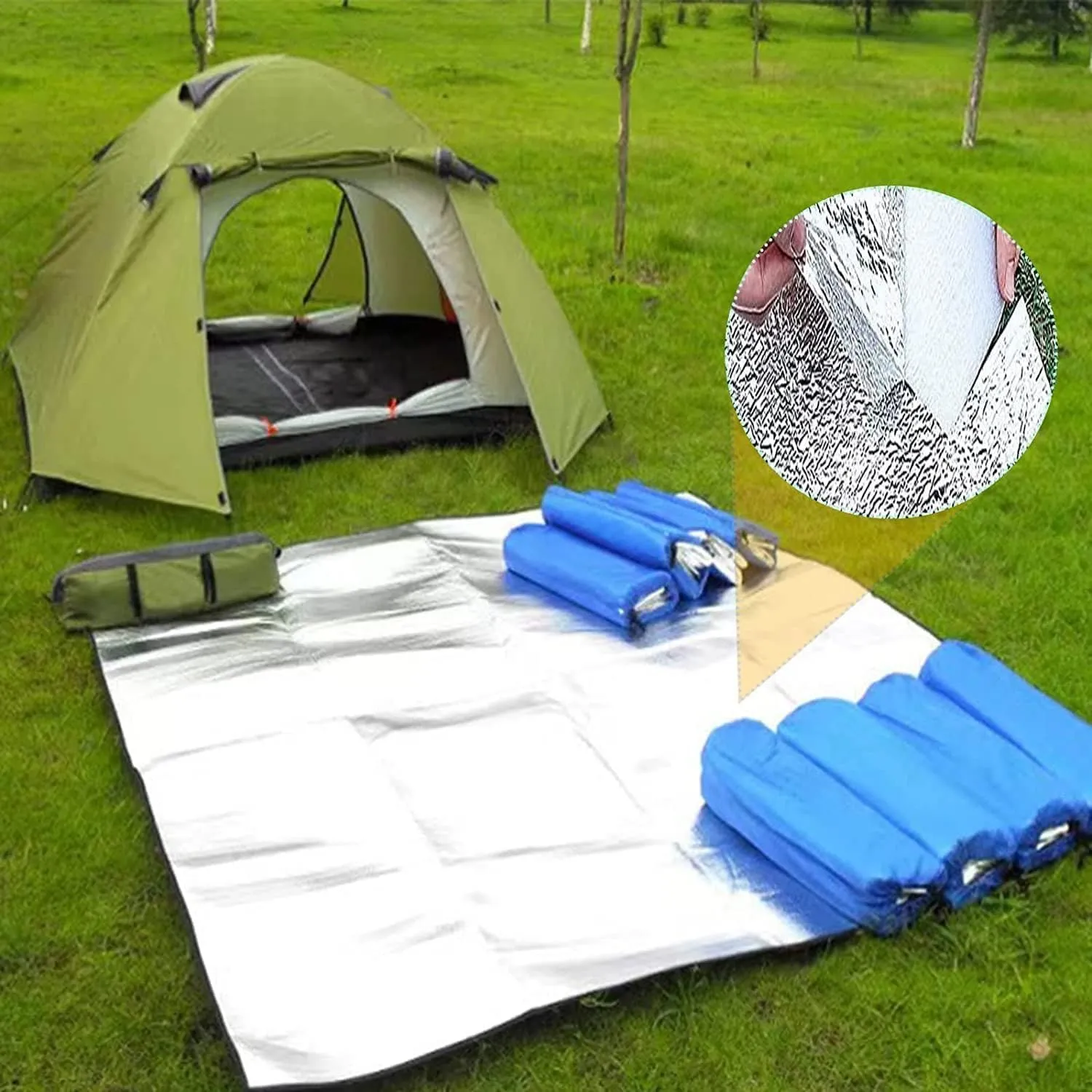 Aluminium Sleeping Mat, Foam Camping Mat for Camping, Aluminium Foil Insulation Mat, Reflective Mat, Tent Mat, Ground Mat, 7mm Thick Foldable Tent Mat