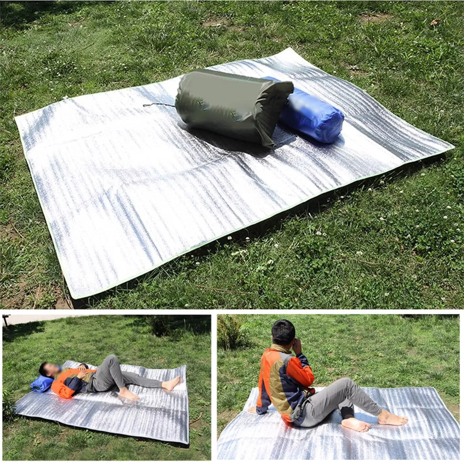Aluminium Sleeping Mat, Foam Camping Mat for Camping, Aluminium Foil Insulation Mat, Reflective Mat, Tent Mat, Ground Mat, 7mm Thick Foldable Tent Mat