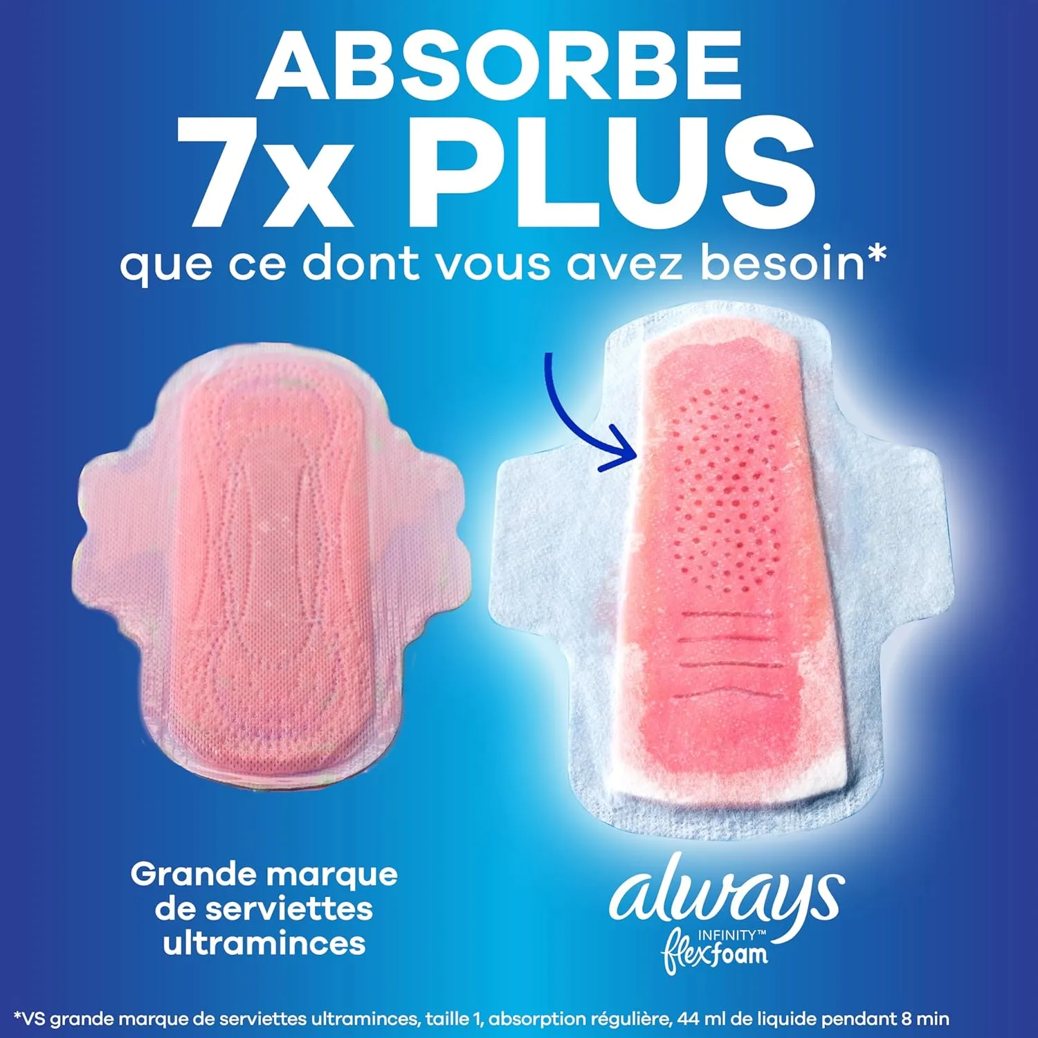 Always Infinity Feminine Pads for Women, Flexfoam Pads with Wings, Size 5, Extra Heavy Overnight Absorbency, Unscented, 66 Count (Packaging May Vary)