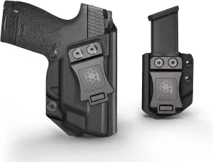 Amberide KYDEX Smith & Wesson M&P Shield M2.0 with Integrated CT Laser Holsters (Black, Right Hand Draw)   Universal 9mm/.40 Double Stack Magazine Carrier (Black)