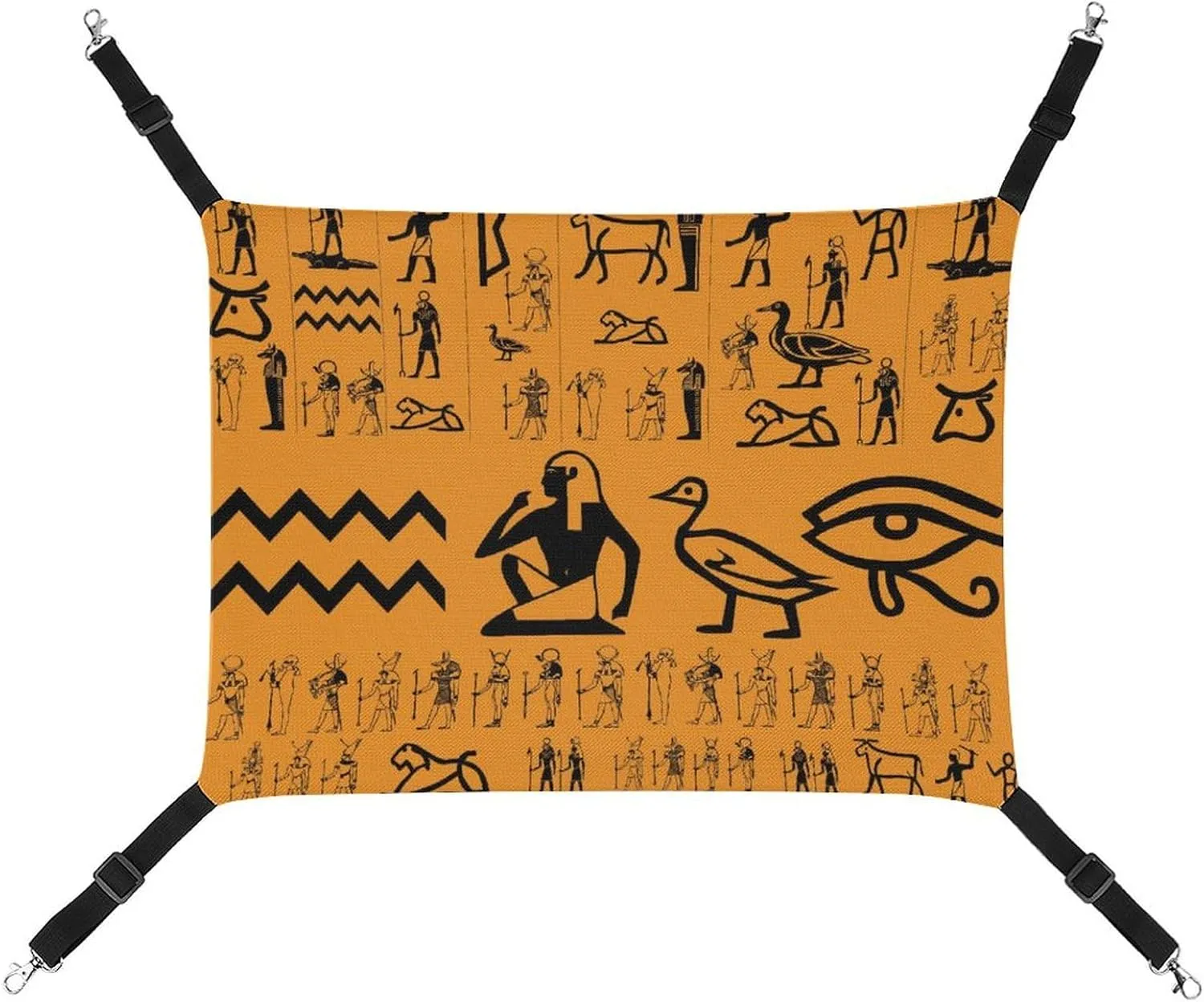 Ancient Egypt Clipart Cat Hanging Hammock Soft Breathable Pet Cage Dog Hammock with Adjustable Straps and Metal Hooks