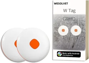 Android Mini Air Tags-2 Pack Tracker Smart localizador Locator Works with Google Find My Device for Keys Dog Kids Car Auto Elderly Luggage Vehicle Motorcycle Tracking Worldwide Waterproof Not GPS