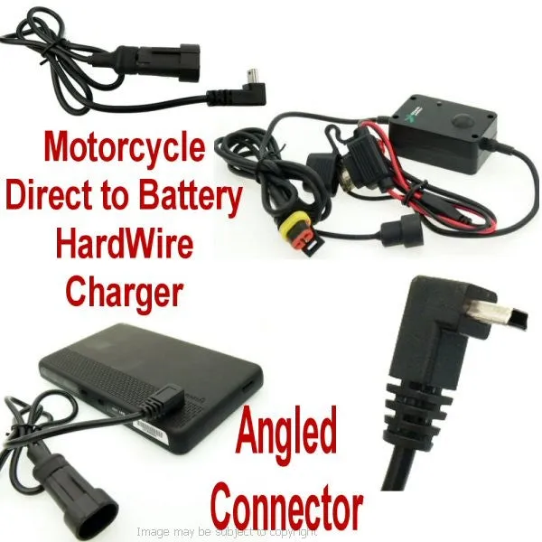 Angled Mini USB Motorcycle Battery Hard Wire Charging Cable (SKU 14349)