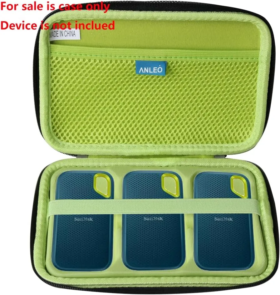 Anleo Hard Travel Case for SanDisk 500GB / 250GB / 1TB / 2TB Extreme Portable SSD (Black Monterey, Case for 3 Hard Drives)