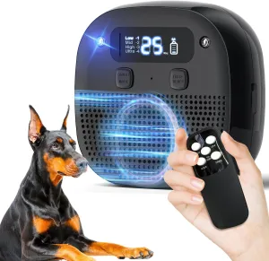 Anti Barking Device for Dogs with Ultrasonic & Sensor Technology, Rechargeable, Waterproof, 60ft Remote Control, Adjustable Modes & Frequencies, Dog Bark Deterrent Devices for Indoor Outdoor (Black)