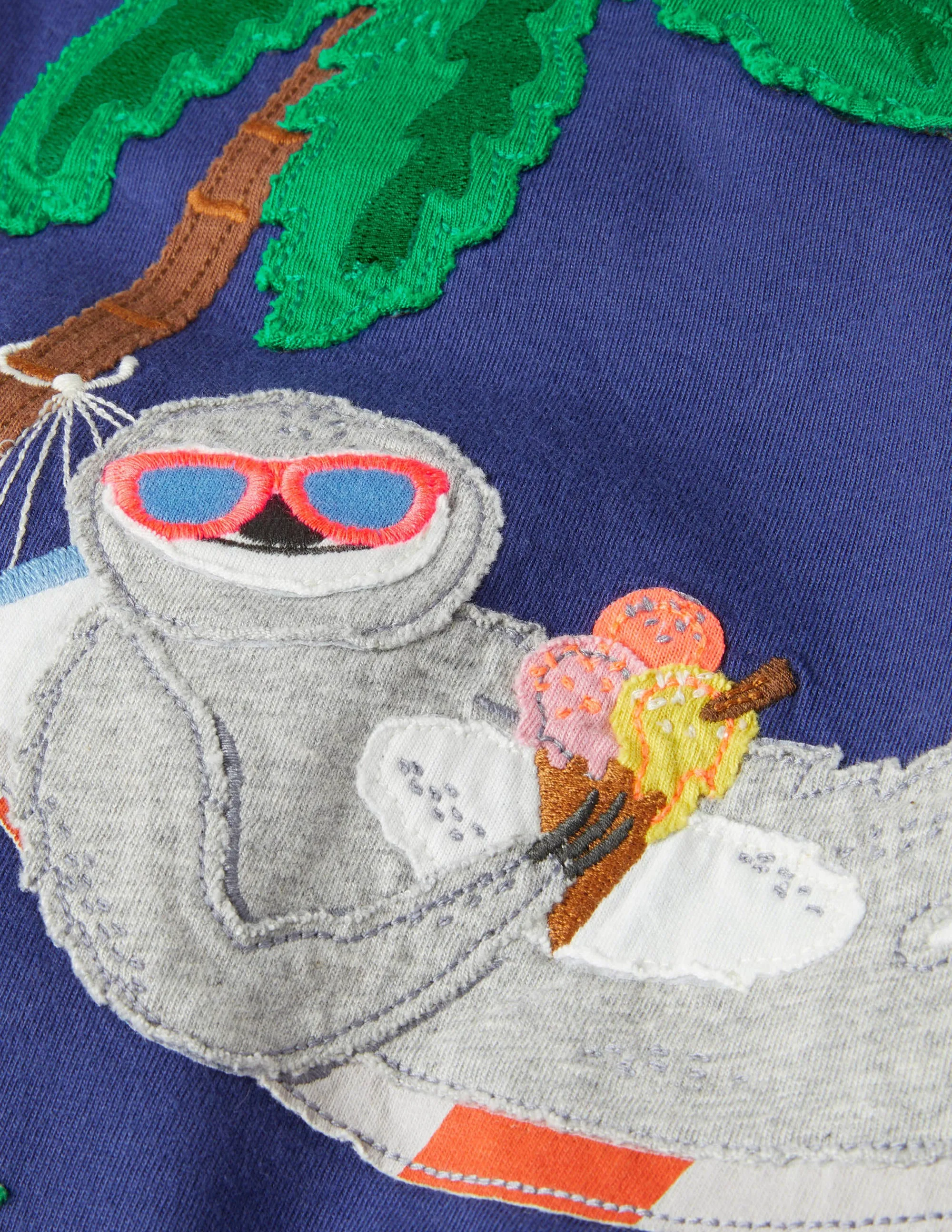 Appliqué Dude T-shirt-Starboard Blue Sloth