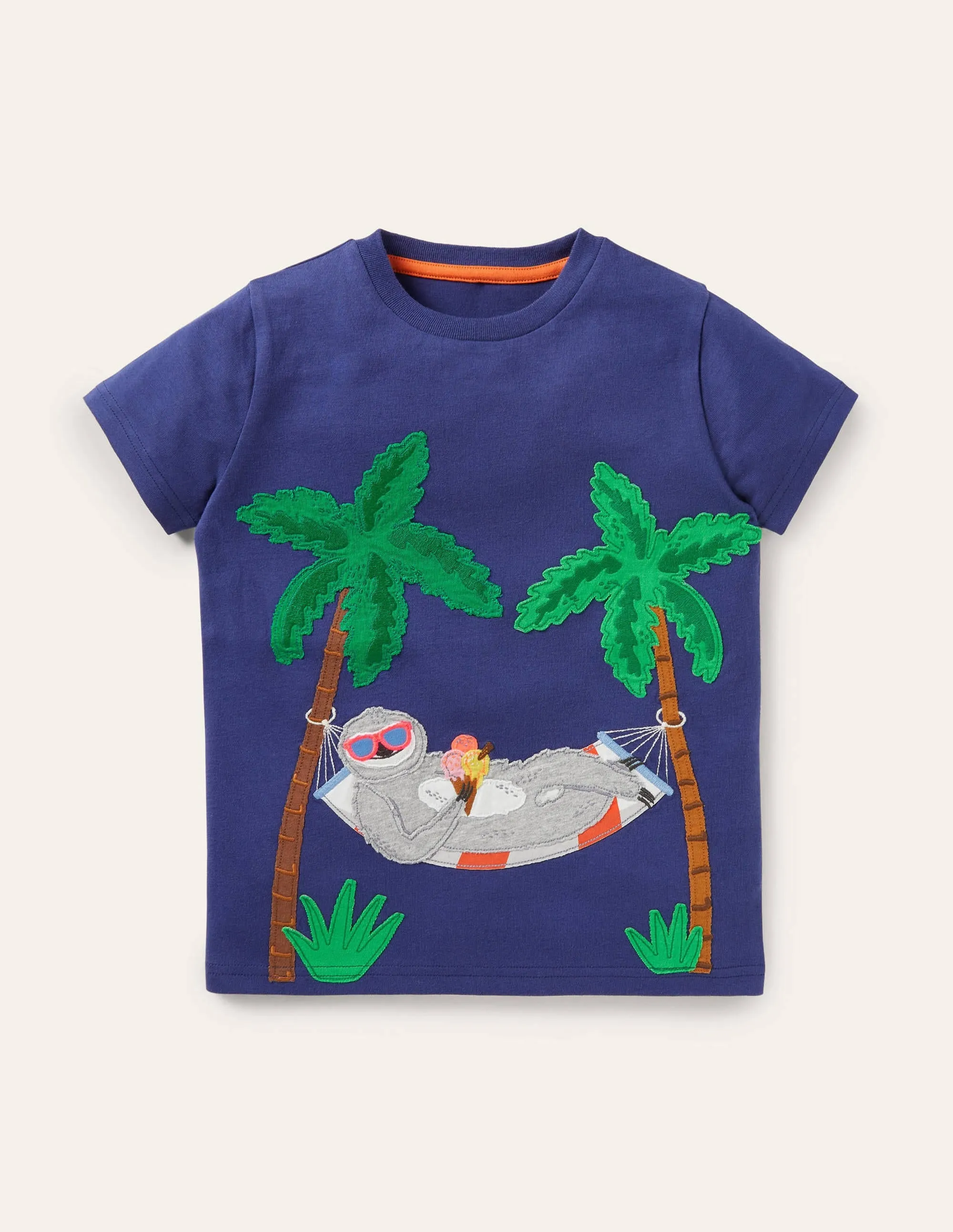 Appliqué Dude T-shirt-Starboard Blue Sloth