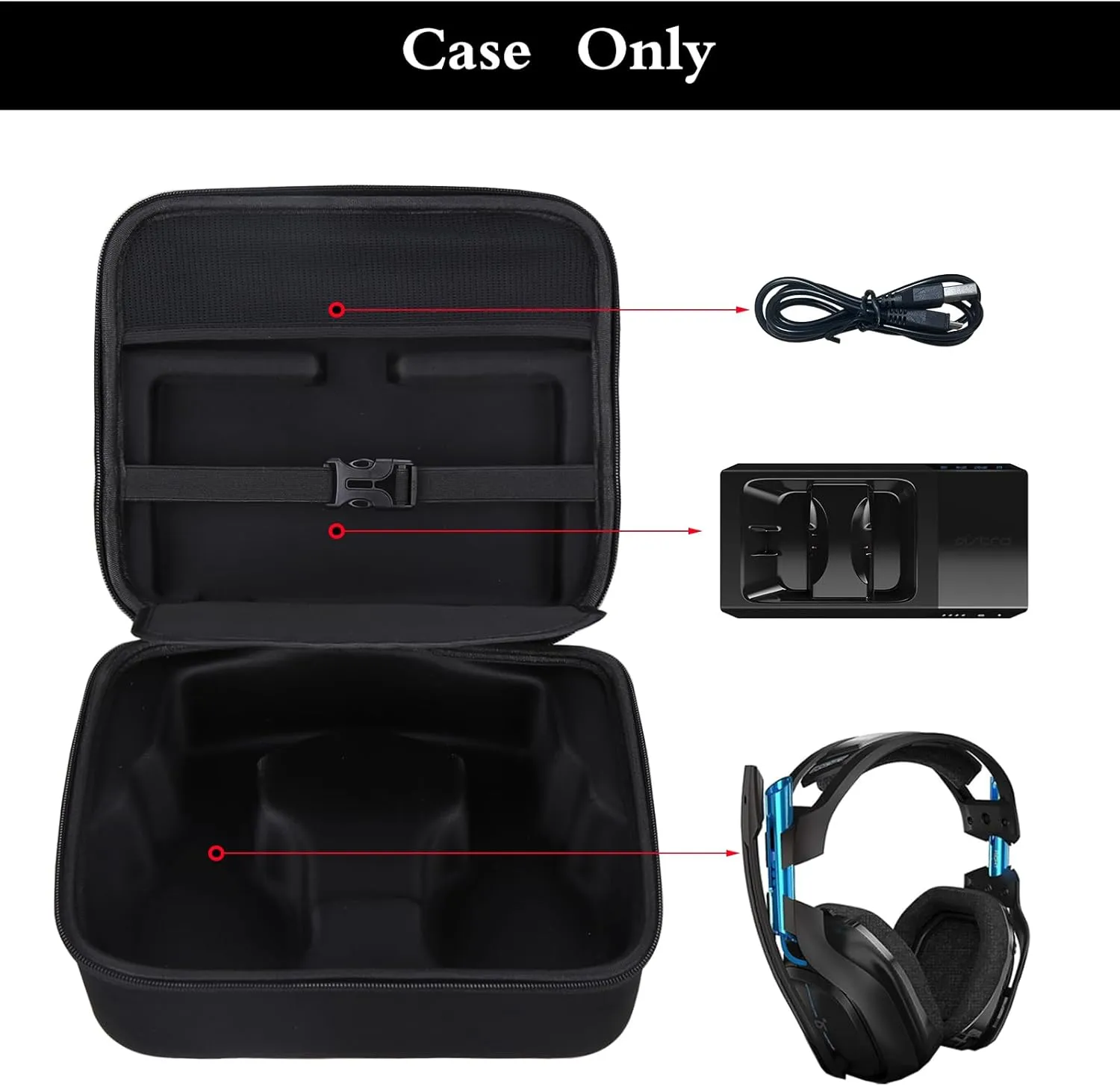Aproca Portable Hard Protective Case, Compatible with Logitech G Astro A50 X/Astro Gaming A50 Wireless Dolby Gaming Headset (Black)
