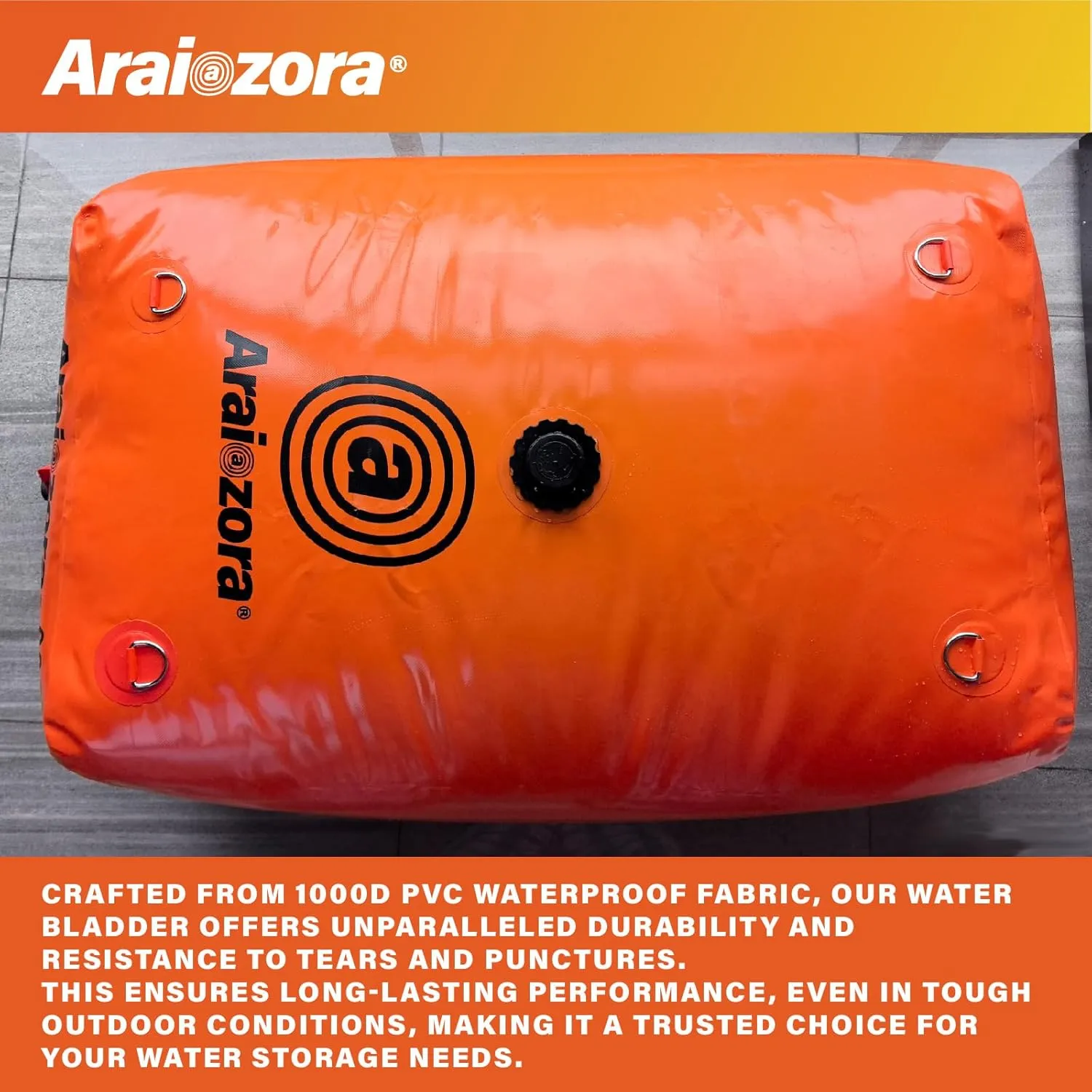 AraiozoraFoldable Water Bladder Tank,240 Gal/1000L Portable Large Capacity Soft Water Bag Storage Container