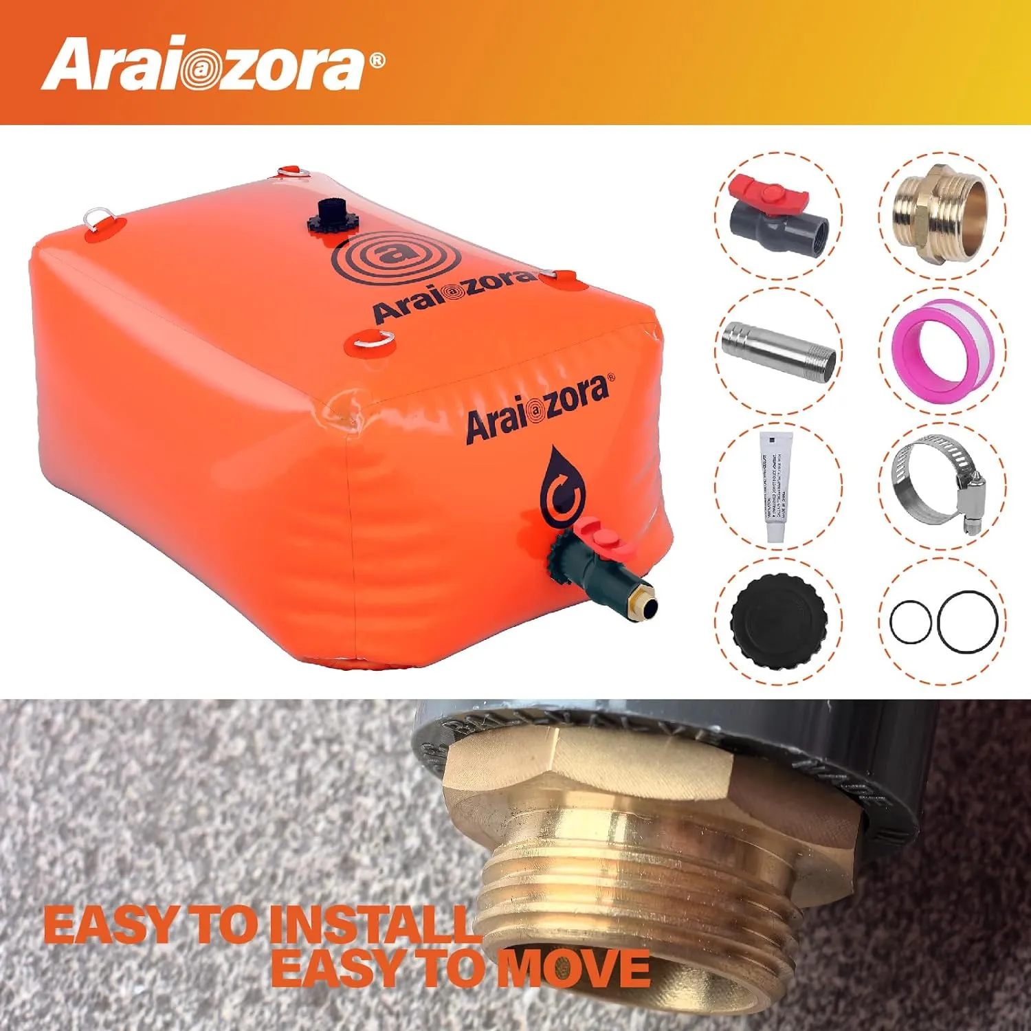 AraiozoraFoldable Water Bladder Tank,240 Gal/1000L Portable Large Capacity Soft Water Bag Storage Container