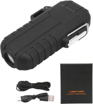 Arc Lighter Double Arc Plasma USB Lighter Rechargeable Flameless Waterproof Stormproof dproof Mini Electric Lighter for Sport Outdoor(Black)