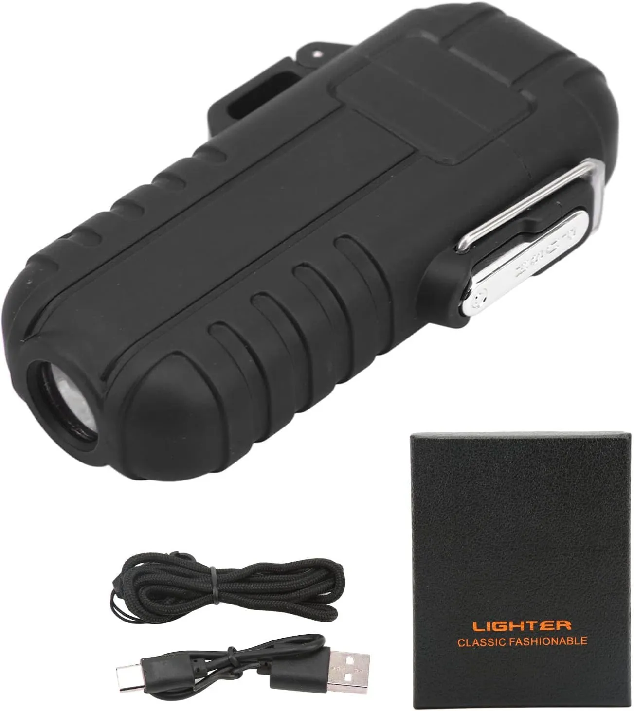 Arc Lighter Double Arc Plasma USB Lighter Rechargeable Flameless Waterproof Stormproof dproof Mini Electric Lighter for Sport Outdoor(Black)