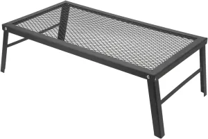 Asixxsix Folding Campfire Grill, Heavy Duty Portable Camping Grill Iron Grate Outdoor Camp Fire Cooking Racks for Over Fire Pit Barbecue Picnic Hiking Open Flame Cooking