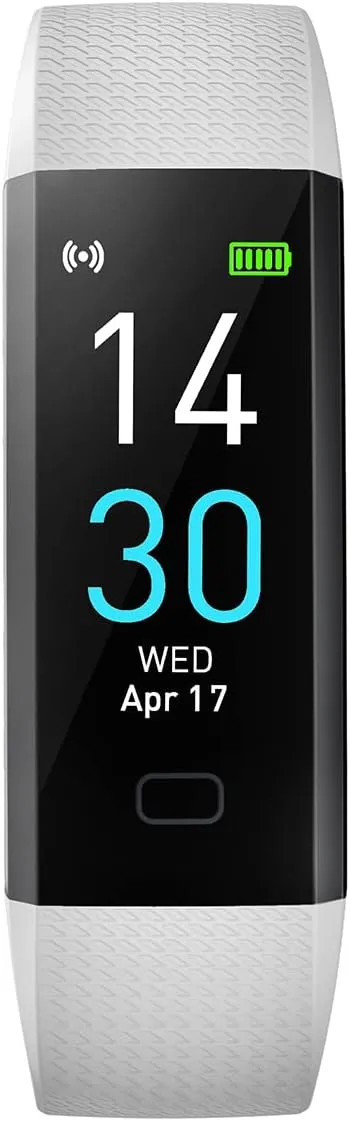 Atan Fitness Tracker with Heart Rate & Blood Oxygen Monitor – Smart Watch for Android & iOS, IP68 Waterproof, Sleep & Stress Tracking, Multi-Sport Mode, Step Counter, 7-Day Battery Life (White)
