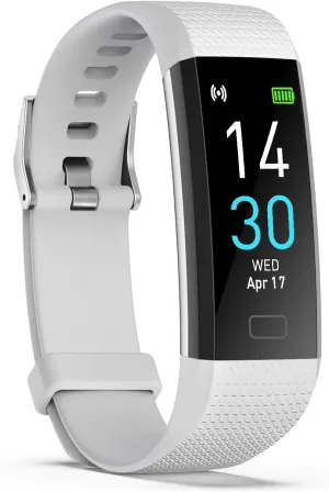 Atan Fitness Tracker with Heart Rate & Blood Oxygen Monitor – Smart Watch for Android & iOS, IP68 Waterproof, Sleep & Stress Tracking, Multi-Sport Mode, Step Counter, 7-Day Battery Life (White)