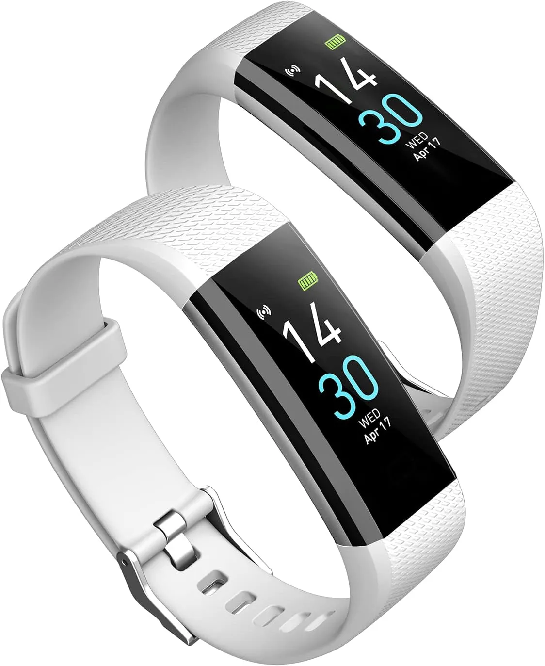 Atan Fitness Tracker with Heart Rate & Blood Oxygen Monitor – Smart Watch for Android & iOS, IP68 Waterproof, Sleep & Stress Tracking, Multi-Sport Mode, Step Counter, 7-Day Battery Life (White)