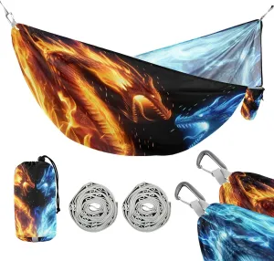 ATTX 3D Printing Dragon Camping Hammock - Lightweight & Portable Hammocks, Heavy Duty 330lbs Capacity for Indoor, Hiking, Backpacking, Travel, Backyard, Beach#148