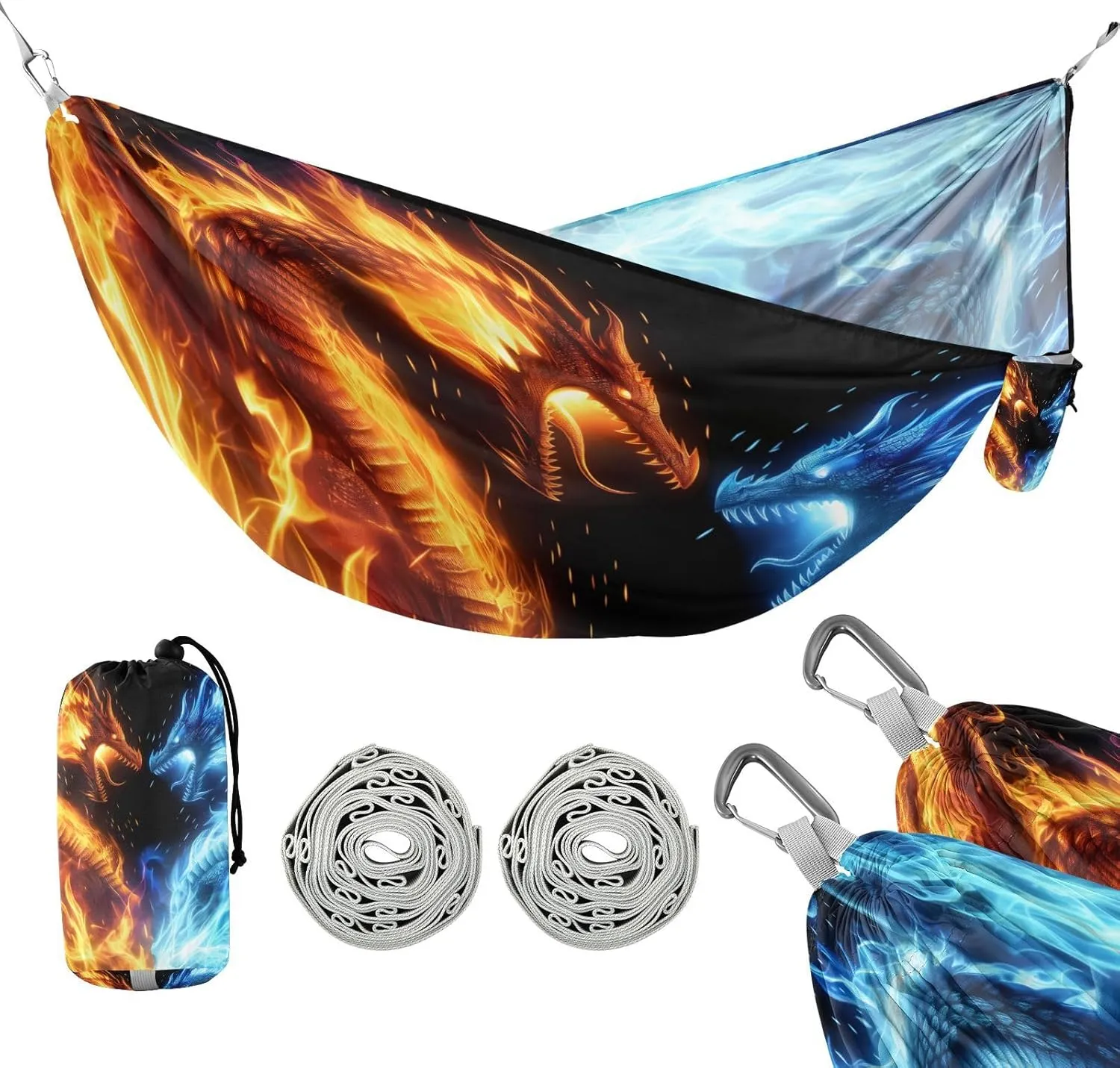ATTX 3D Printing Dragon Camping Hammock - Lightweight & Portable Hammocks, Heavy Duty 330lbs Capacity for Indoor, Hiking, Backpacking, Travel, Backyard, Beach#148