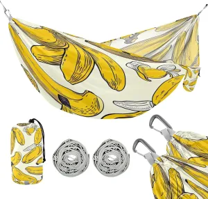 ATTX Banana Print Camping Hammock - Lightweight & Portable Hammocks, Heavy Duty 330lbs Capacity for Indoor, Hiking, Backpacking, Travel, Backyard, Beach#394
