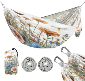 ATTX Colorful Herbs and Flowers Camping Hammock - Lightweight & Portable Hammocks, Heavy Duty 330lbs Capacity for Indoor, Hiking, Backpacking, Travel, Backyard, Beach#362