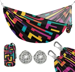 ATTX Colorful Maze Camping Hammock - Lightweight & Portable Hammocks, Heavy Duty 330lbs Capacity for Indoor, Hiking, Backpacking, Travel, Backyard, Beach#555