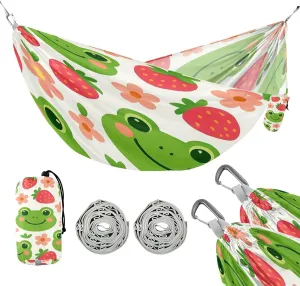 ATTX Cute Cartoon Frog Camping Hammock - Lightweight & Portable Hammocks, Heavy Duty 330lbs Capacity for Indoor, Hiking, Backpacking, Travel, Backyard, Beach#155