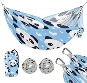 ATTX Cute Cartoon Panda Camping Hammock - Lightweight & Portable Hammocks, Heavy Duty 330lbs Capacity for Indoor, Hiking, Backpacking, Travel, Backyard, Beach#121