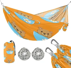 ATTX Cute Kawaii Bears Camping Hammock - Lightweight & Portable Hammocks, Heavy Duty 330lbs Capacity for Indoor, Hiking, Backpacking, Travel, Backyard, Beach#202