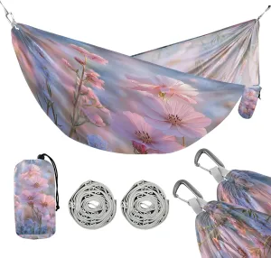 ATTX Floral Landscapes Camping Hammock - Lightweight & Portable Hammocks, Heavy Duty 330lbs Capacity for Indoor, Hiking, Backpacking, Travel, Backyard, Beach#18