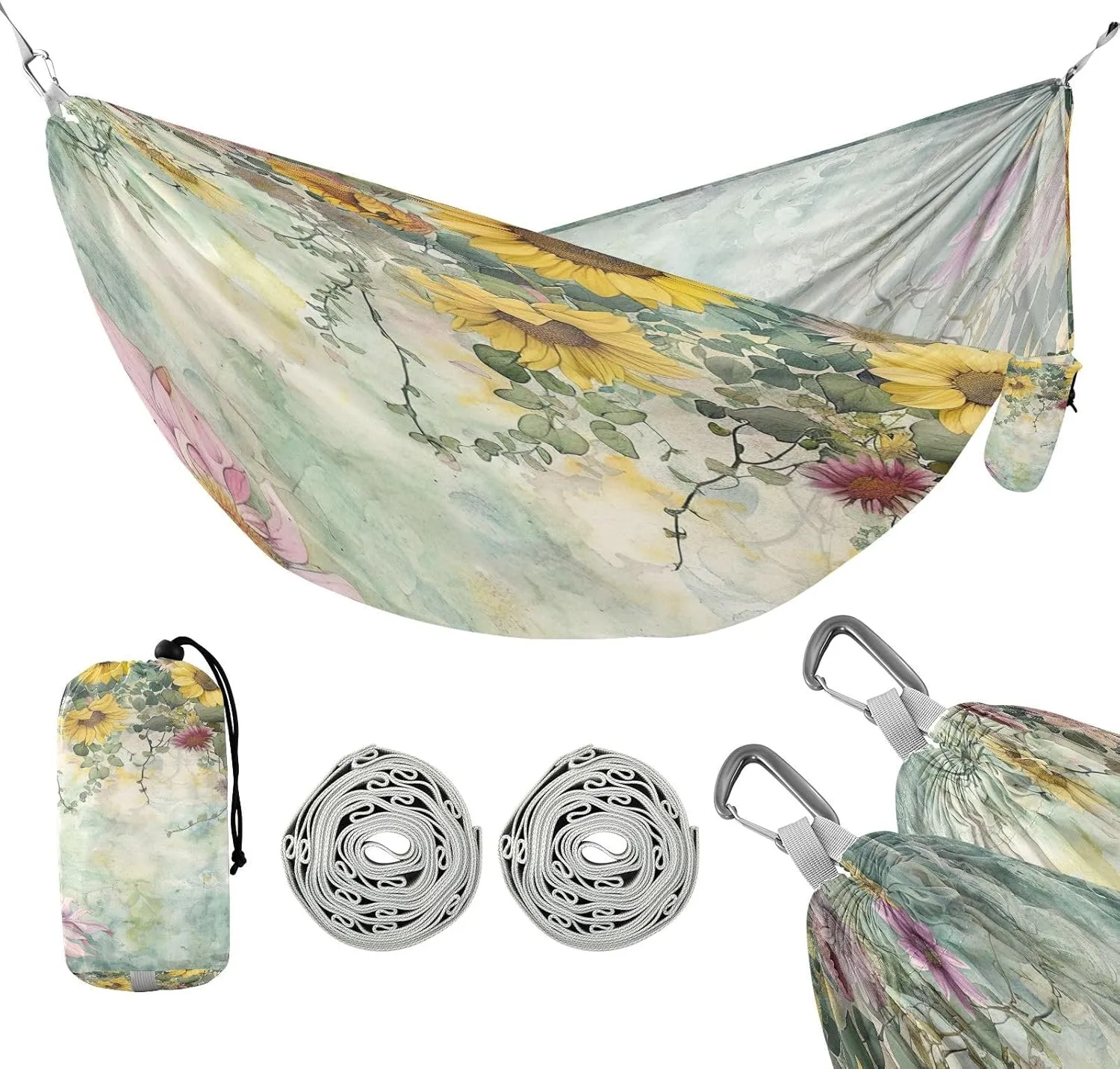 ATTX Sunflower Camping Hammock - Lightweight & Portable Hammocks, Heavy Duty 330lbs Capacity for Indoor, Hiking, Backpacking, Travel, Backyard, Beach#318
