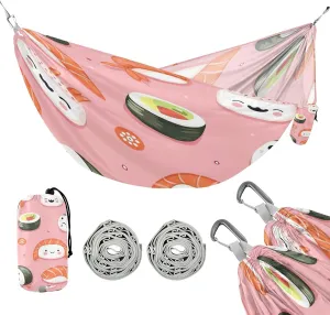 ATTX Sushi Kawaii Pattern Camping Hammock - Lightweight & Portable Hammocks, Heavy Duty 330lbs Capacity for Indoor, Hiking, Backpacking, Travel, Backyard, Beach#481