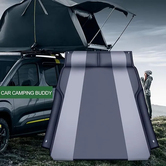Automatic SUV air Mattress, Self Inflating Sleeping pad for car Camping or Tent Camping, Self-Inflatable Car Mattress with Inflatable Pillow Used for Minivan/SUV/Truck Back seat (Black)