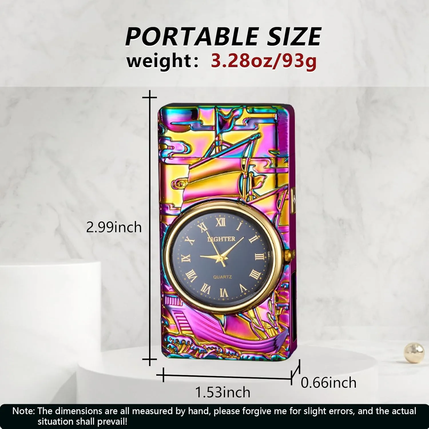 BABOBIU Electric Lighter Cool Lighter Windproof Sailboat Flameless Candle Lighters USB Rechargeable Lighters with Cool Clock dial Gift for Men, Boyfriend, Husband (Colorful)