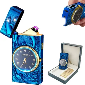 BABOBIU Electric Lighter USB Lighter Rechargeable Dolphin Lighters Windproof Flameless Candle Lighters with Dual Plasma Arc for Candles, Incense, Fireworks (Blue)