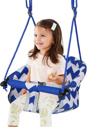 Baby Toddler Swing Seat, Canvas Swing Set Accessories, Safety Harness, Secure,Indoor Outdoor Temporary Hammock for Backyard