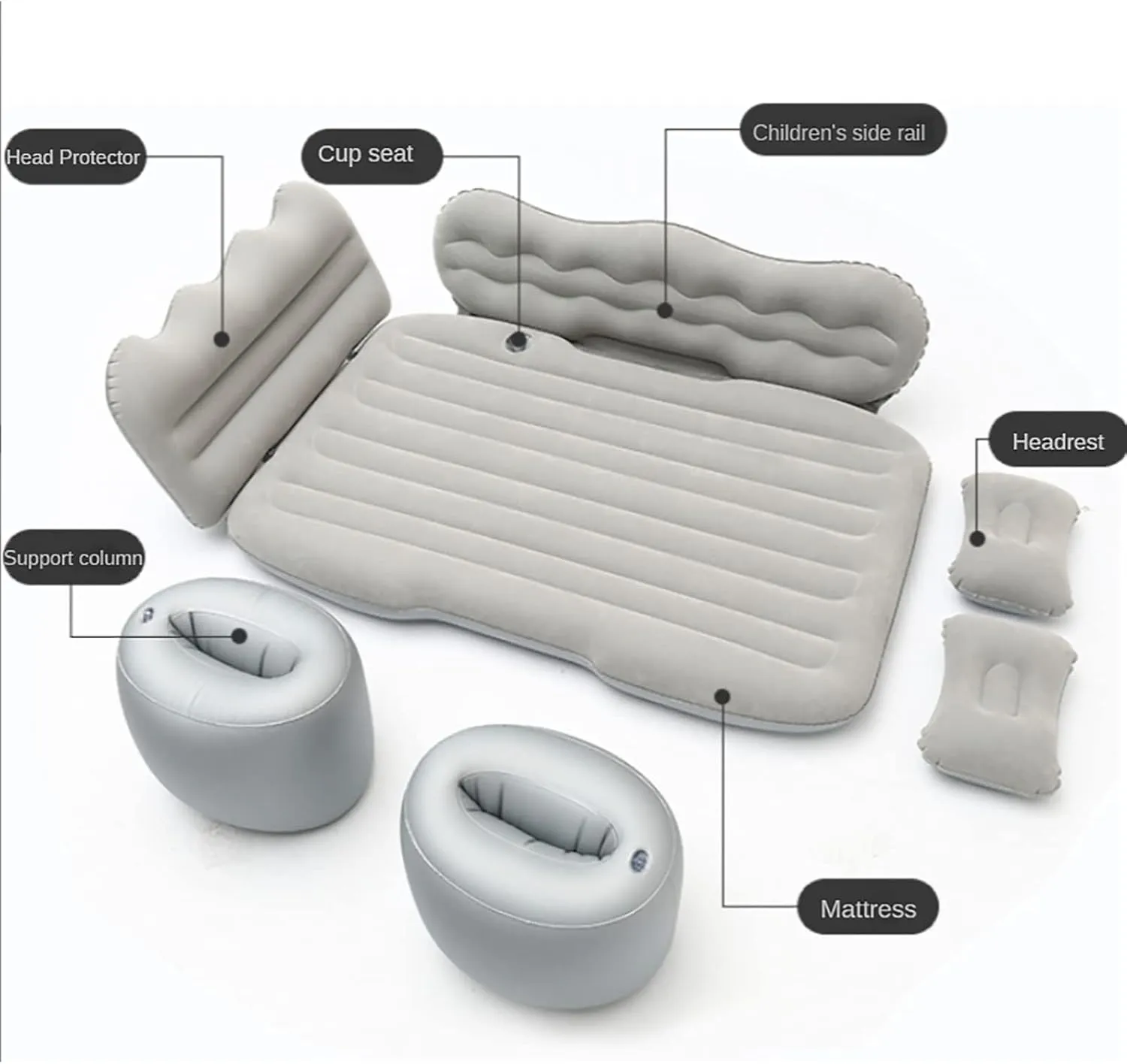 Back Seat Car Air Mattress Compatible with Toyota Tundra, Thickened Double-Sided Flocking Travel Car Sleeping Pad with Car Air Pump 2 Pillows,D