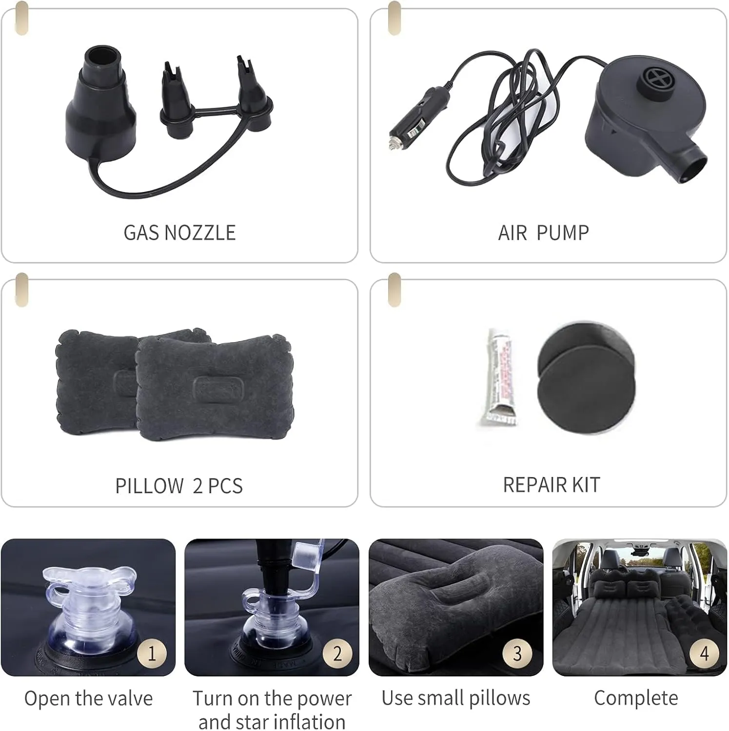 Back Seat Car Air Mattress Compatible with Toyota Tundra, Thickened Double-Sided Flocking Travel Car Sleeping Pad with Car Air Pump 2 Pillows,D