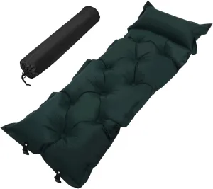 Backpacking Essential Self-Inflating Sleeping Pad Compact Air Mattress Comfortable Camping Bed Pillow Olive 185x60cm
